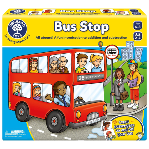 ORCHARD TOYS Moose Games Bus Stop Game. A Fun Introduction to Addition and Subtraction. Pick up and Drop Off Passengers on Your Bus. for Ages 4-8 and