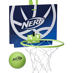 NERF Nerfoop, Classic Mini Foam Basketball and Hoop, Hooks On Doors, Indoor and Outdoor Play