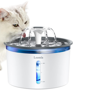 Loomla Cat Water Fountain, 85oz/2.5L Pet Water Fountain Indoor, Automatic Dog Water Dispenser with Switchable LED Lights, 2 Replacement Filters for Ca